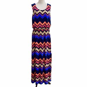 J for Justify Chevron Print Sleeveless Maxi Dress